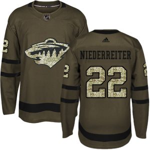 Herren Minnesota Wild Eishockey Trikot Nino Niederreiter #22 Authentic Grün Salute to Service